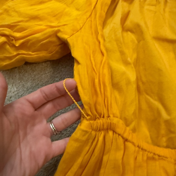 Banana Republic Yellow Ramie Puff Sleeve BacklessMini Dress Small Petite - Picture 9 of 10